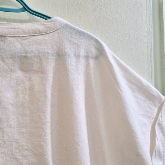 Ellos White Linen-Blend Tie-Front Short Sleeve /Top Blouse, Size 1X (22/24) - Picture 10 of 16